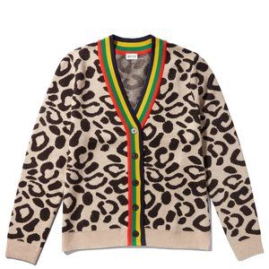 Kule The Cat Cardigan (Leopard, Size Large) - like new!
